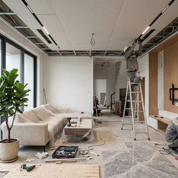 Thi công cải tạo phòng khách theo phong cách tối giản, sang trọng